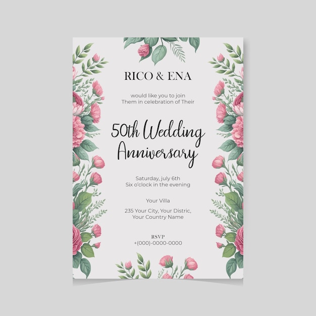 50th wedding anniversary card template