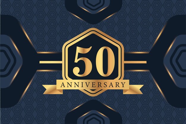 Vector 50th year anniversary celebration logo vector design with black elegant color on blue background