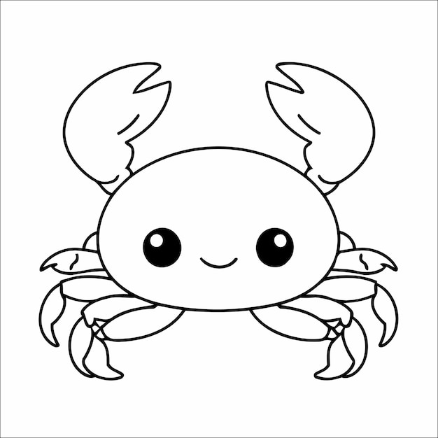 51 Cute Crab Kawaii Vector Coloring Page for Kids