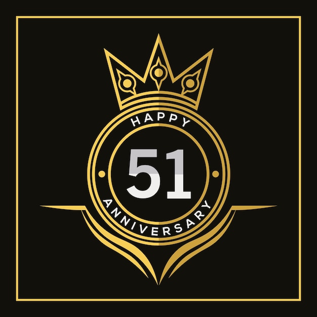 51 years anniversary design with crown  template. vector and illustration. anniversary logo.