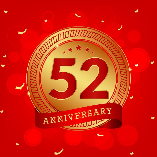 51 years anniversary with golden number and red background