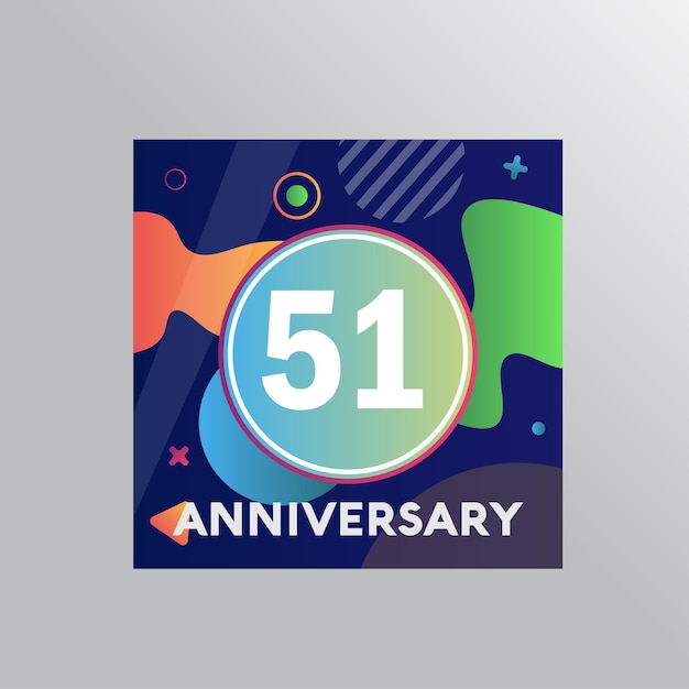 51e jaar verjaardagslogo, vector ontwerp verjaardagsviering met kleurrijke achtergrond