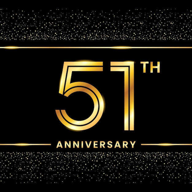 51e verjaardag Gouden kleur sjabloonontwerp voor verjaardagsgebeurtenis Line Art Design Vector Template
