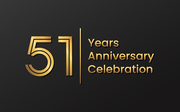 51e verjaardag sjabloonontwerp met gouden kleur voor jubileumviering Vector sjabloon