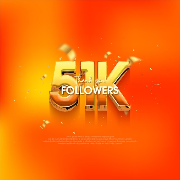 51k followers speech background with a bright and fresh orange color