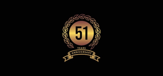 51st anniversary logo with gold and black background