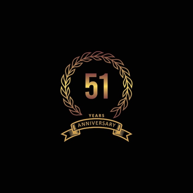 51st anniversary logo with gold and black background