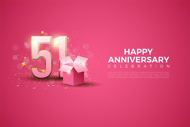 51st Anniversary with gift box illustration