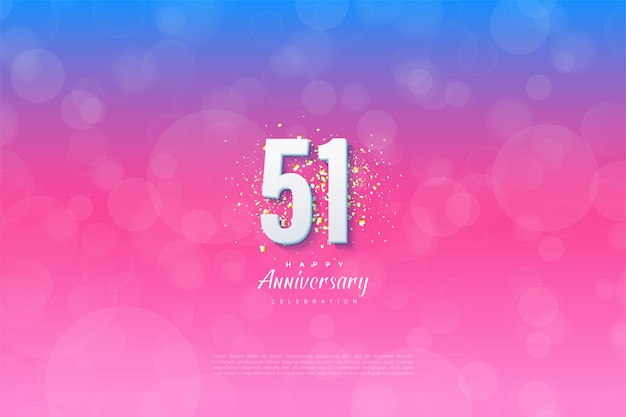 51° anniversario con semplice illustrazione di numeri