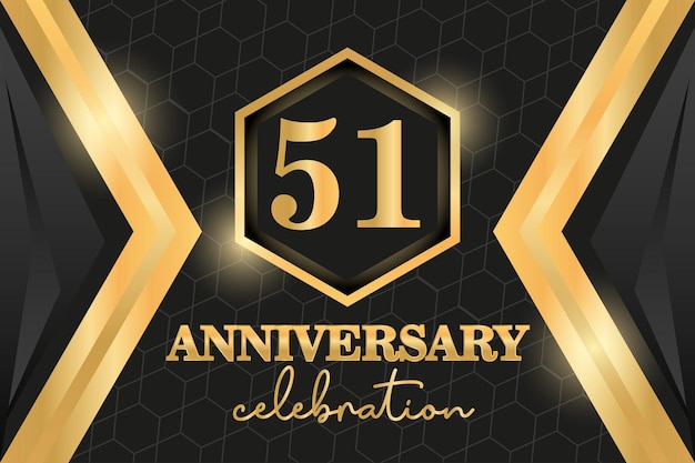 Логотип празднования 51-й годовщины. Логотип, цифры и векторный дизайн ленты.