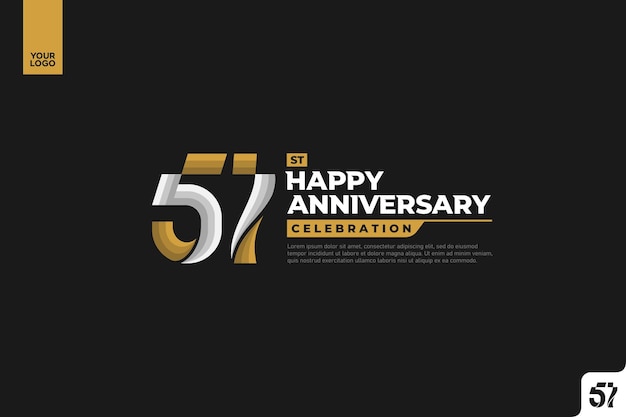 51st happy anniversary celebration with gold and silver on black background