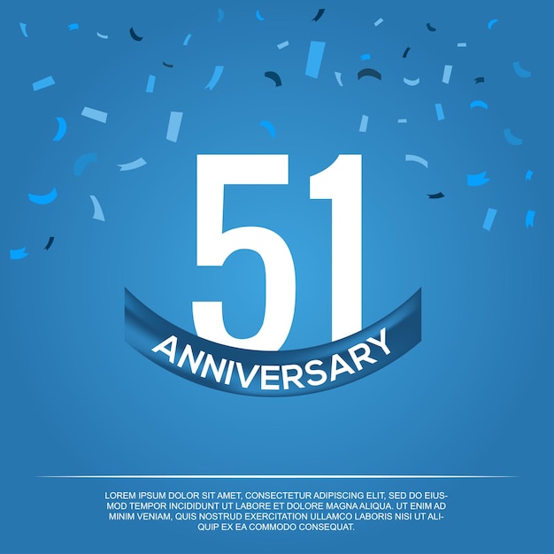 51st years anniversary, vector design for anniversary celebration with blue and white color.