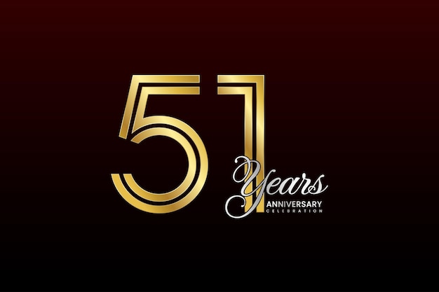 51th anniversary logo with a golden number and silver text