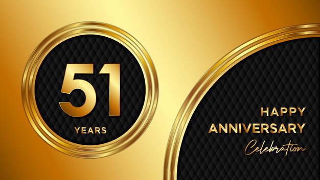 51th anniversary template design with golden texture and number for anniversary celebration event