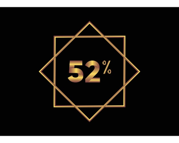 52 percent on black background gold vector image