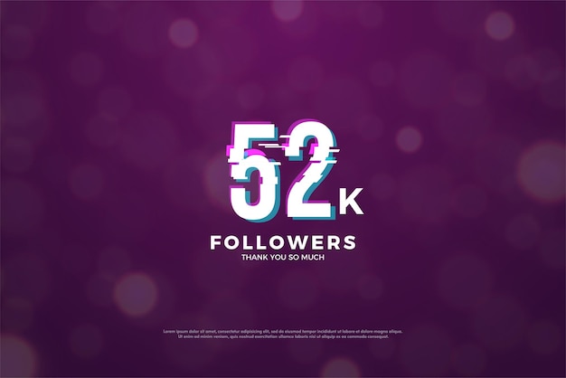 52k followers with digital number concept.