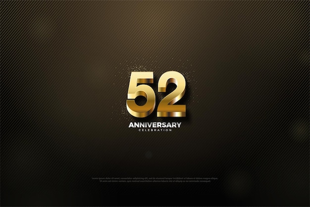 52nd Anniversary with gold numeral illustration