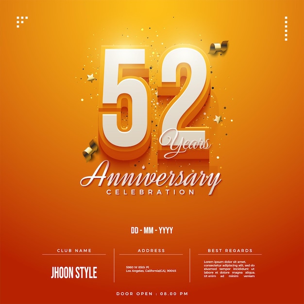 주황색 배경 및 조명 효과가 있는 52주년