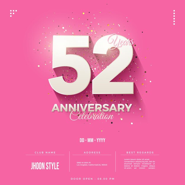 52nd anniversary with simple numbers vector premium designs