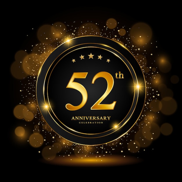 52th Anniversary Celebration Golden anniversary celebration template design Vector illustrations