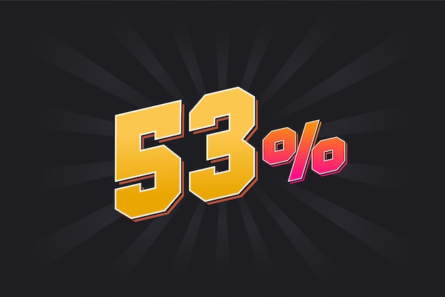 Vector 53 kortingsbanner met donkere achtergrond en gele tekst 53 procent verkoop promotieontwerp