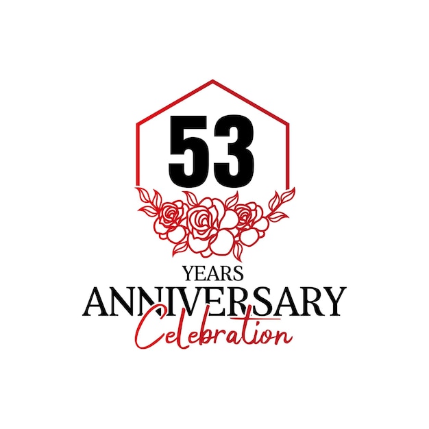 53 years Anniversary logo, luxurious anniversary vector design celebration .