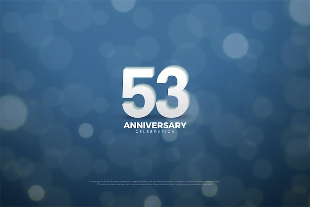 Bokeh 배경 효과에 3D 숫자가 있는 53주년