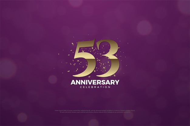 53rd anniversary with golden numerals on a purple background