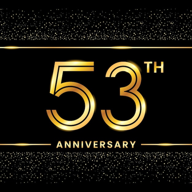 53th Anniversary Gold color template design for birthday event Line Art Design Vector Template