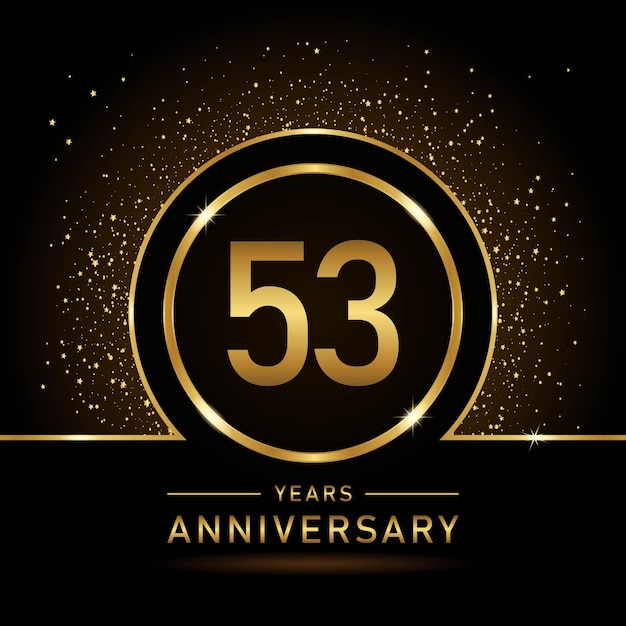 53th Anniversary Gold color template design for birthday event Vector Template