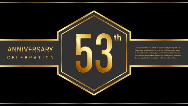 Vector 53th anniversary template design with golden color and emblem style vector template