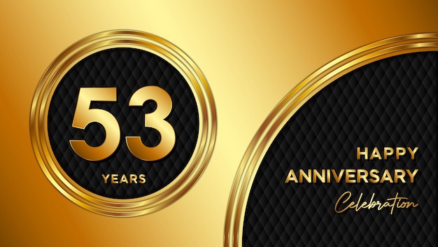 Vector 53th anniversary template design with golden texture and number for anniversary celebration event