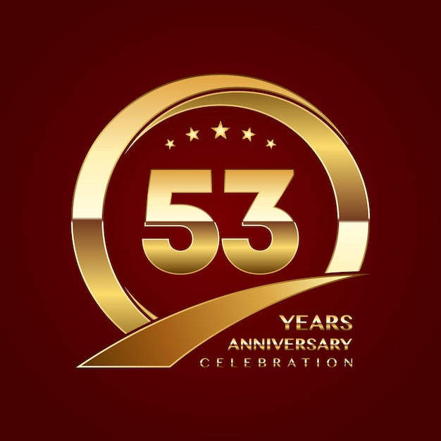 53th anniversary template design with a shiny gold ring style