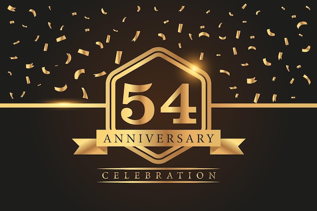 54 year anniversary celebration vector golden elements on black background abstract 