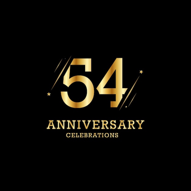 54 years anniversary with gold line and stars