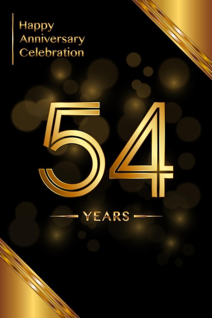 54e verjaardag sjabloonontwerp met dubbele lijnnummers Gouden jubileum sjabloon Vector
