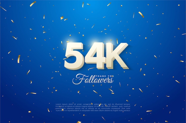 54k followers on blue background.