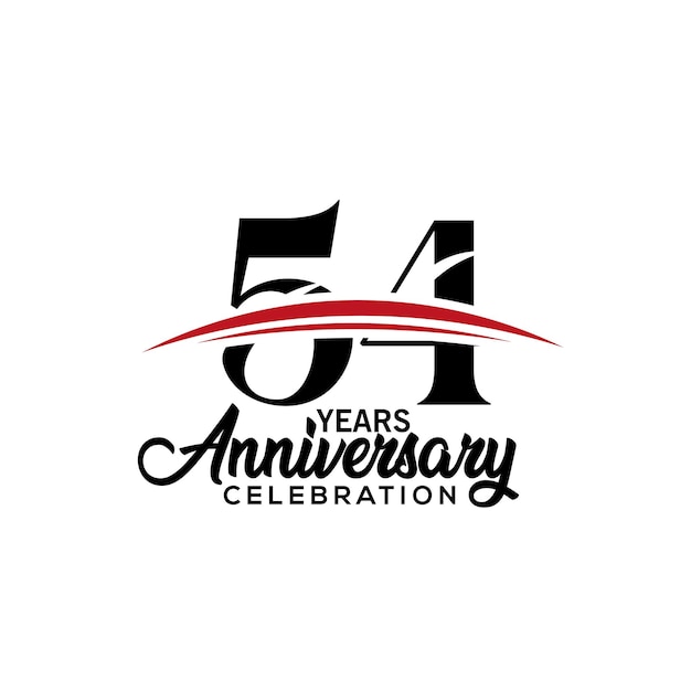 Vector 54th anniversary celebration design template for booklet with red and black colour vector