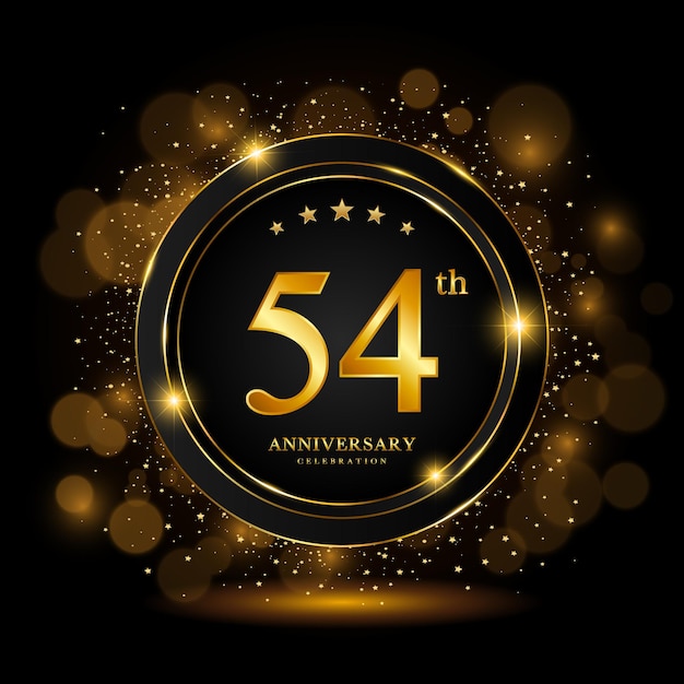 54th Anniversary Celebration Golden anniversary celebration template design Vector illustrations