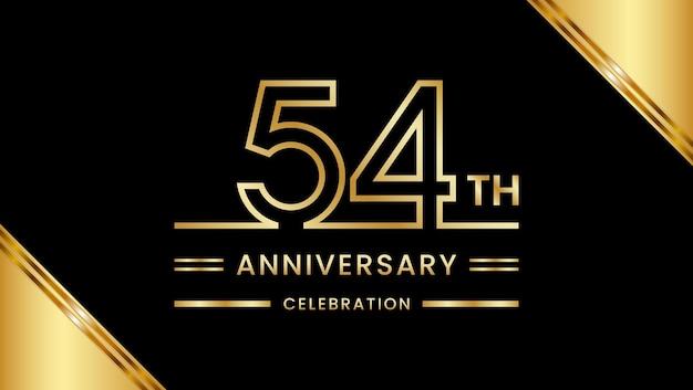 54th Anniversary Celebration with golden text Golden anniversary vector template