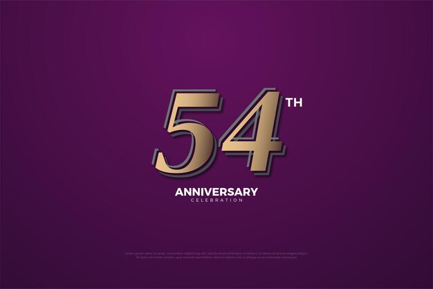 54th Anniversary with brownish numbers on a purple background