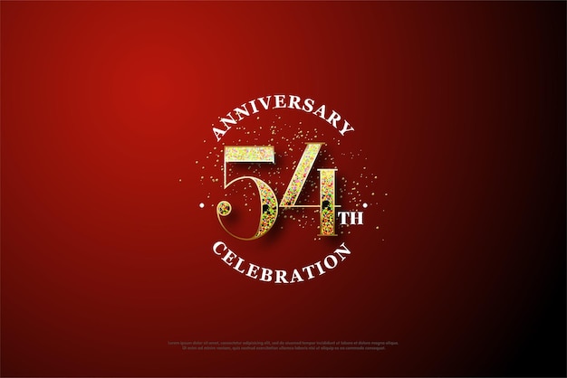 54° anniversario con illustrazione di figure glitterate