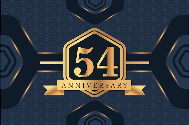 54th year anniversary celebration logo vector design with black elegant color on blue background