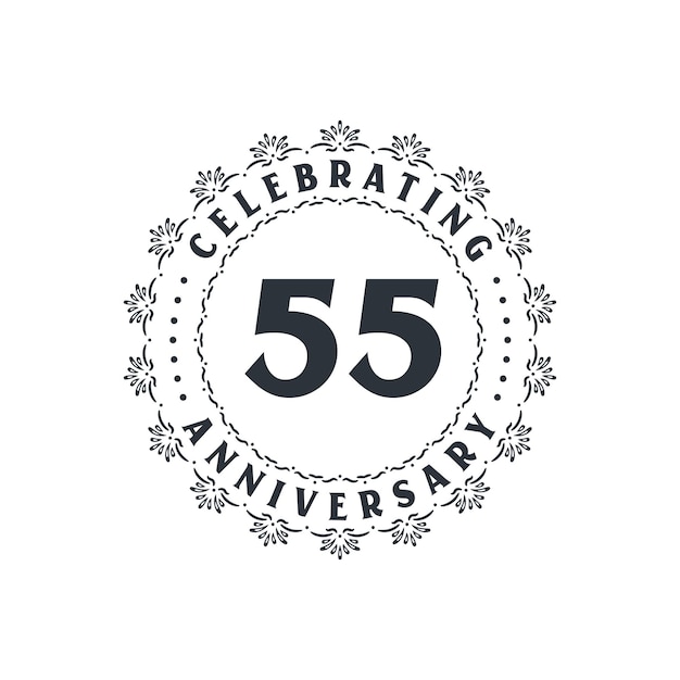 Vettore celebrazione del 55° anniversario biglietto di auguri per il 55° anniversario