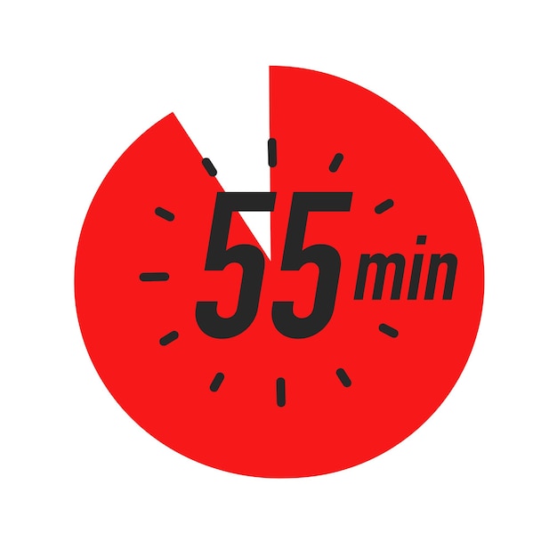 55 minutes timer symbol red color style