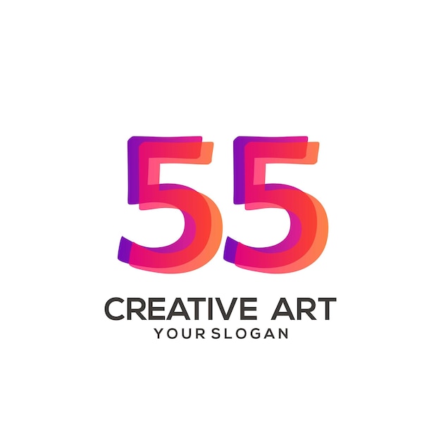 Premium Vector | 55 number logo gradient design colorful
