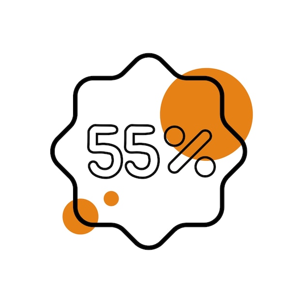 Vettore sconto del badge del 55%.