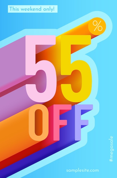 Vector 55 procent korting korting creatieve compositie mega sale