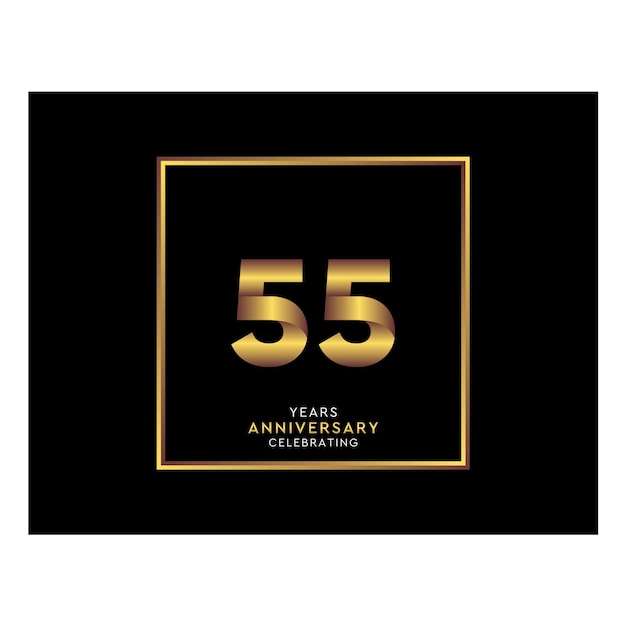 55 Year Anniversary With Gold Color Square