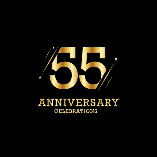 55 years anniversary with gold line and stars